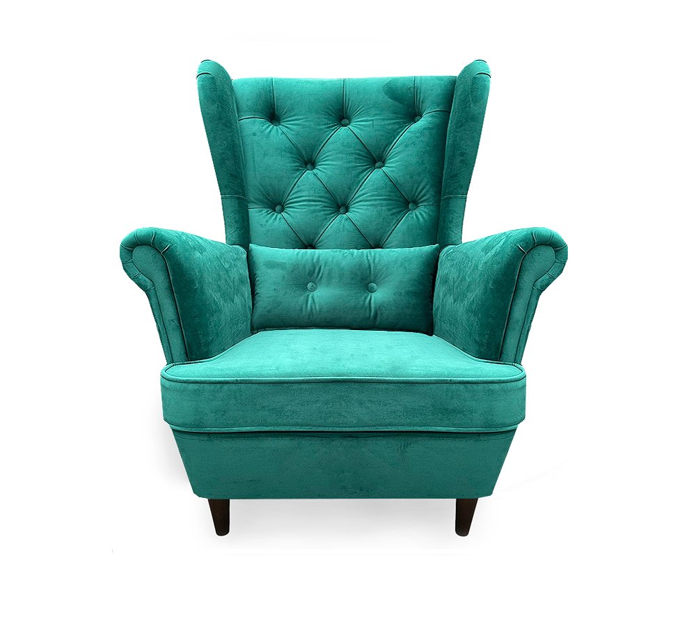 fotel-uszak-butelkowa-zielen AMG Furniture Meble tapicerowane z Kalwarii Zebrzydowskiej Łóżka Fotele Sofy uszaki